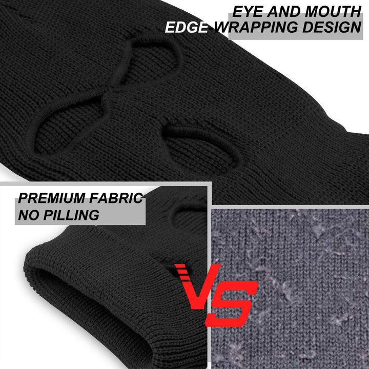 Premium Windproof Full Face Ski Mask – Men’s Wool Balaclava with 3 Holes, Warm Knit Winter Hat, Custom Embroidery, 16 Color