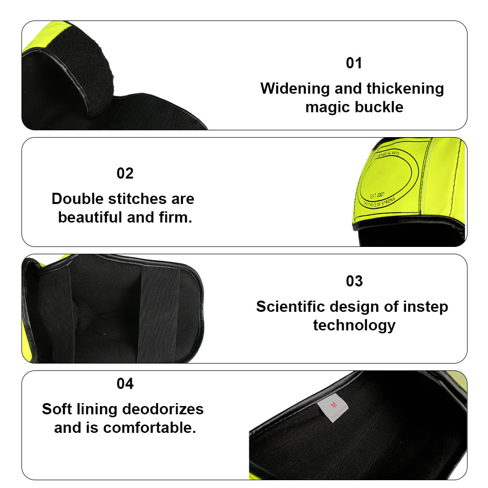 Premium Kickboxing Shin Guard Pads – Muay Thai, Boxing, MMA Leg Protector, Sanda, Wushu, Taekwondo Ankle Guards for Men & Women, EVA Soft PU Leather, Sizes S/M/L - StrengthXPhysiotherapy