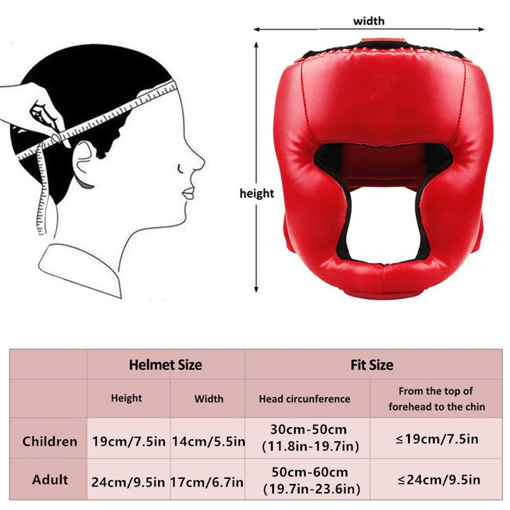 Premium Boxing Headgear for Children & Adults – Karate, Muay Thai, MMA, Sanda Training Safety Helmet, PU Leather, Adjustable