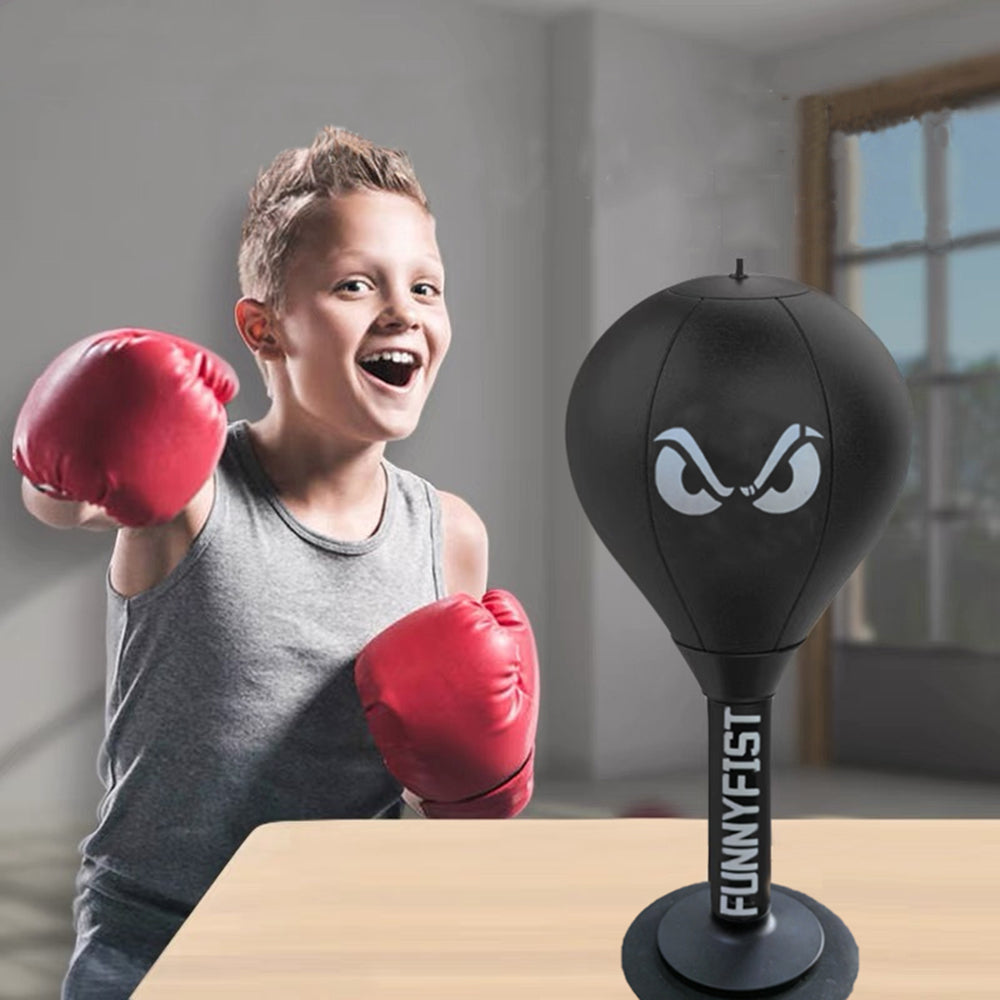 Premium Stress Relief Punching Bag – Desktop Boxing Speed Ball with Suction Cup Base – Inflatable Foam Spring for Reflex & 