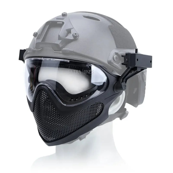 Premium Tactical FAST Helmet Half Face Mask with Flip Goggles – Hunting, Airsoft, Paintball Mask, Helmet Accessories for 