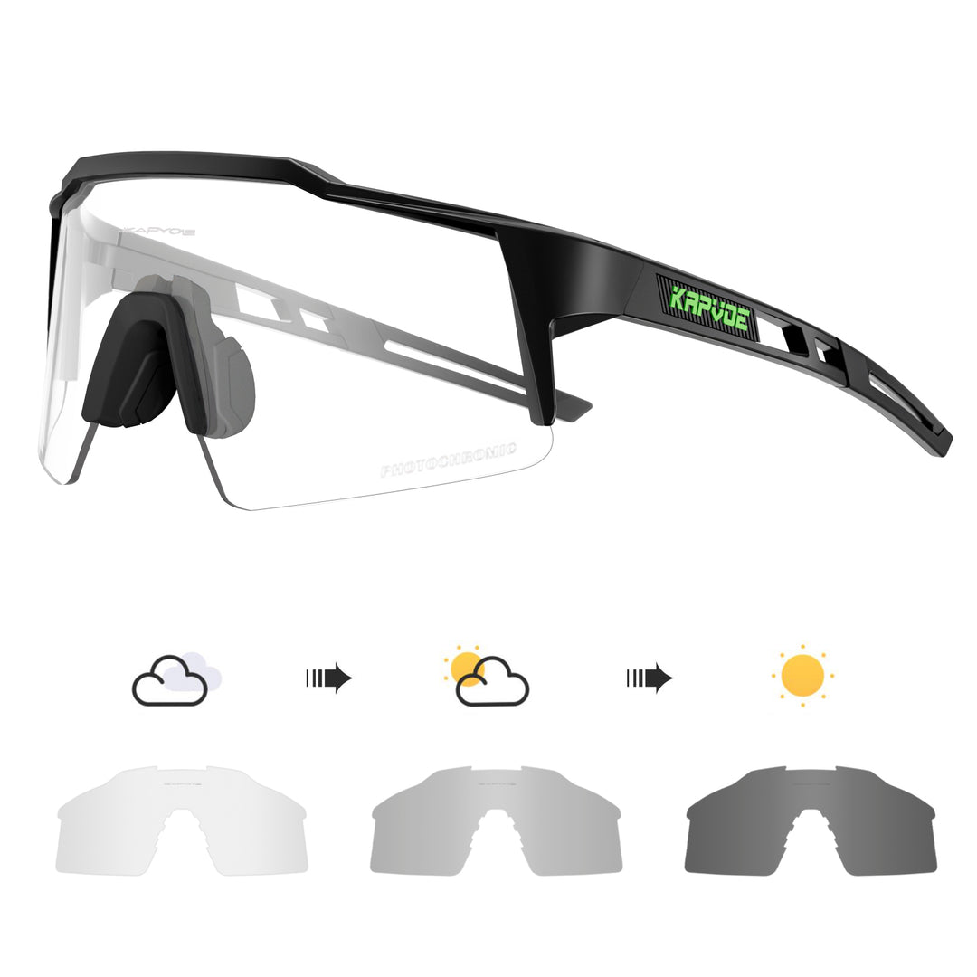 Premium Photochromic Cycling Sunglasses – UV400 Protection, Adjustable Lenses, Bike & Sports Eyewear for Men & Women