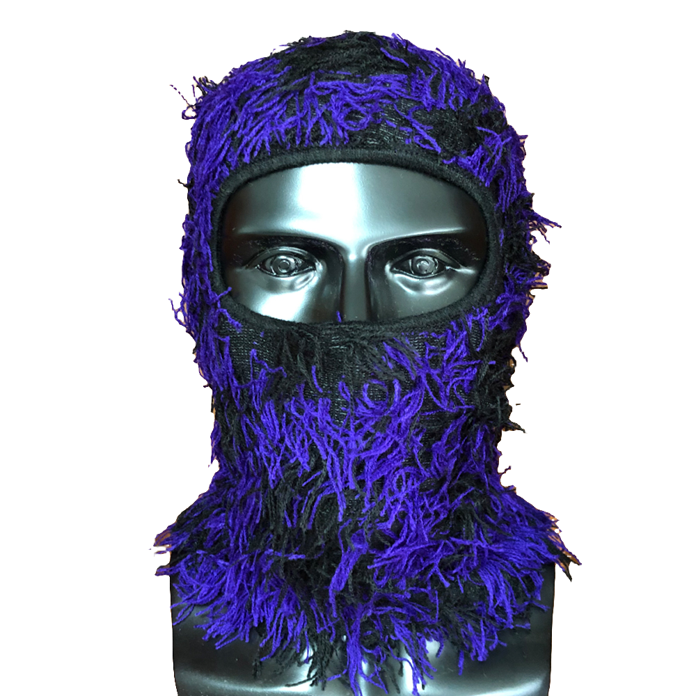 Premium Hip Hop Balaclava Beanie – Distressed Knit Ski Mask for Women, Camouflage Fuzzy Full Face Ski Hat, Outdoor Winter 