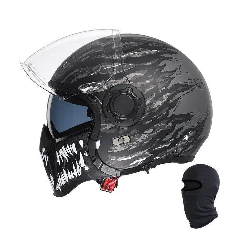 Premium Modular Motorcycle Helmet –Full Face & Open Face, Dual Lens, DOT ECE Approved, ABS Shell for Men & Women, Retro Style