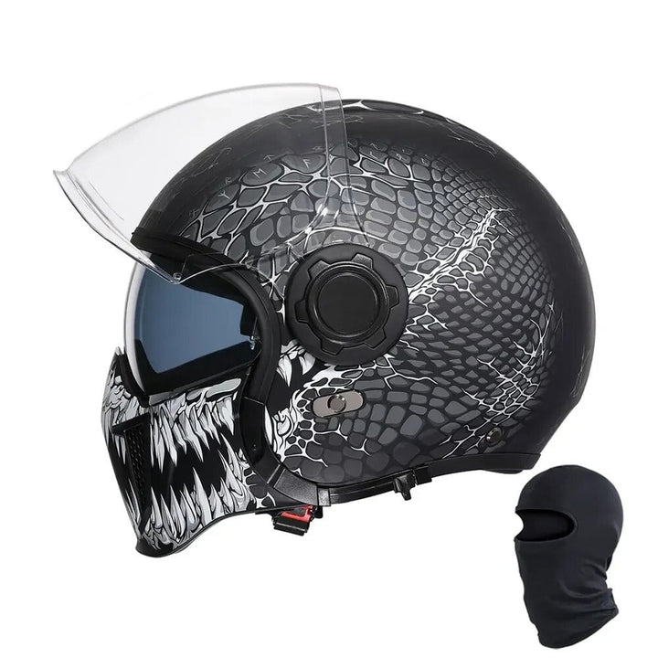 Premium Modular Motorcycle Helmet –Full Face & Open Face, Dual Lens, DOT ECE Approved, ABS Shell for Men & Women, Retro Style