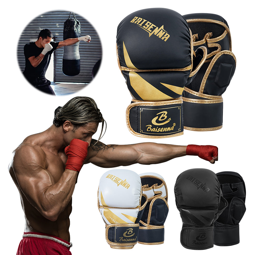 Premium MMA Half-Finger Boxing Gloves – Professional Mixed Martial Arts Training Gloves for Sanda & Free Fighting – Thickened