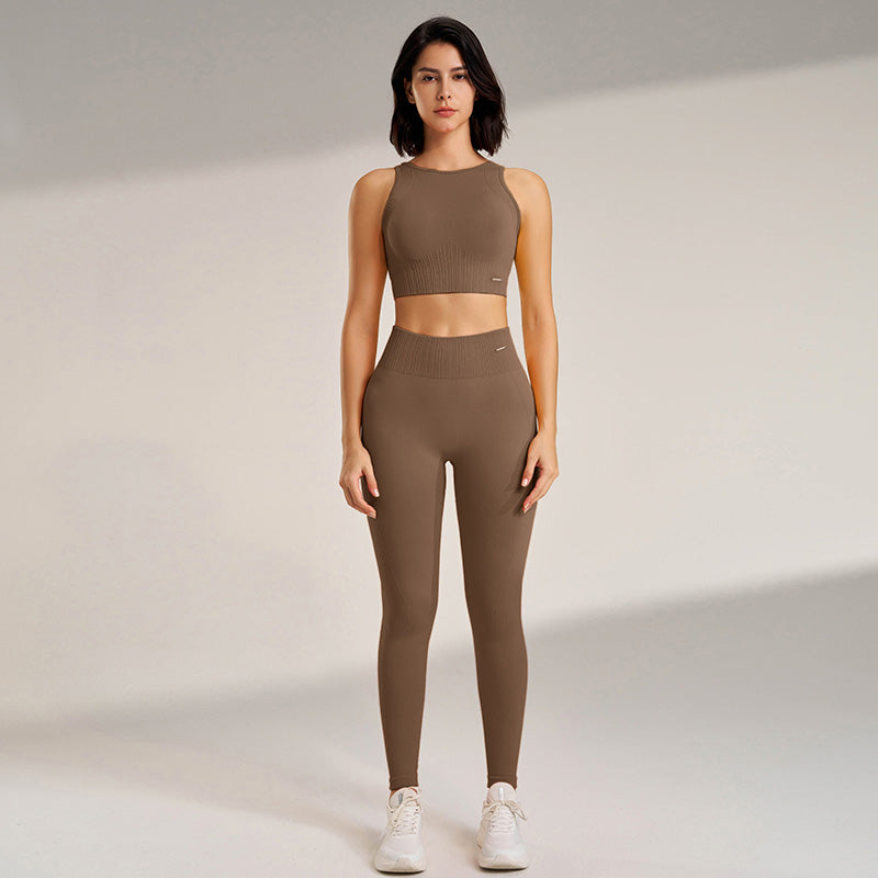 Premium Yoga Clothing Set – Women's High Waisted Leggings & Seamless Top – Comfortable Fitness & Exercise Wear – Ideal for Workout, Pilates, and Yoga – Breathable and Supportive - StrengthXPhysiotherapy